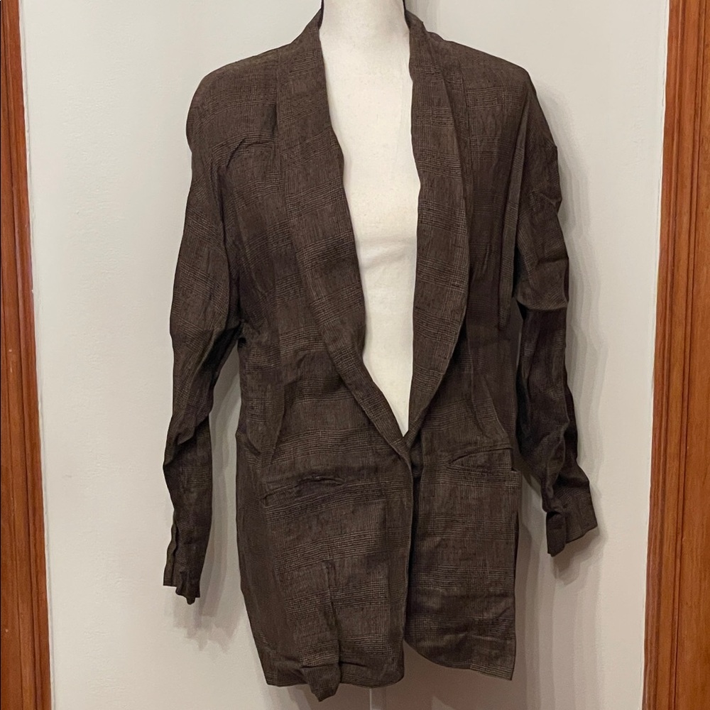 Vintage 100% Linen Chic Brown Women's Blazer